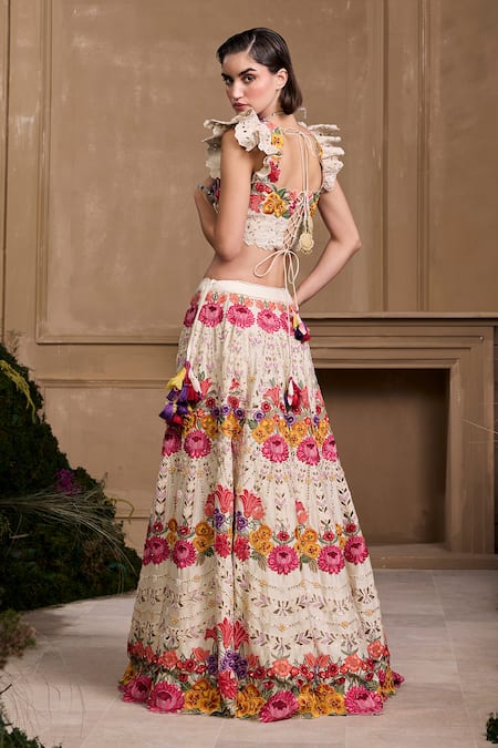 Shop Chandrima Ivory Chanderi Embroidery Scoop Neck Cutwork Bustier at Aza Fashions Shop_Chandrima_Ivory Chanderi Embroidery Scoop Neck Cutwork Bustier _at_Aza_Fashions