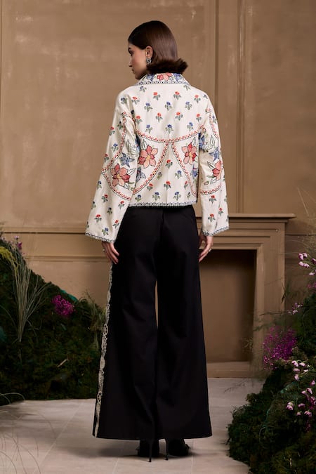 Buy Chandrima Ivory Chanderi Embroidery Collared Floral Embellished Short Jacket Online at Aza Fashions Buy_Chandrima_Ivory Chanderi Embroidery Collared Floral Embellished Short Jacket _Online_at_Aza_Fashions