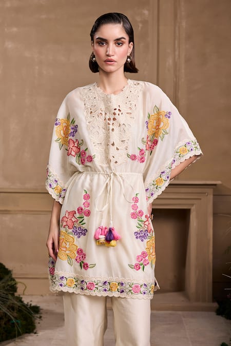 Chandrima Floral Embroidered Yoke Kaftan 