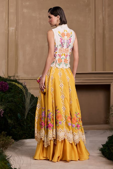 Chandrima Floral Embroidered Chanderi Waistcoat 