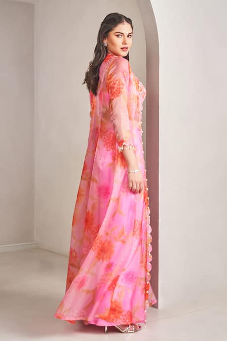 Sammohi By Moksha And Hiral Floral Print Embroidered Kurta Palazzo Set 