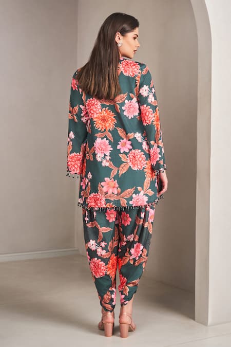 Sammohi By Moksha And Hiral Floral Printed Kurta & Dhoti Pant Set 