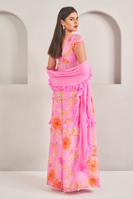 Sammohi By Moksha And Hiral Floral Print Top & Palazzo Set 