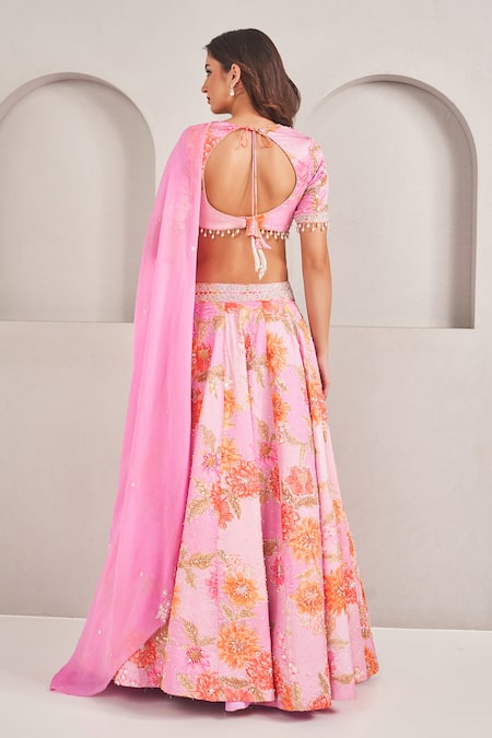 Sammohi By Moksha And Hiral Floral Print Embroidered Lehenga Set 