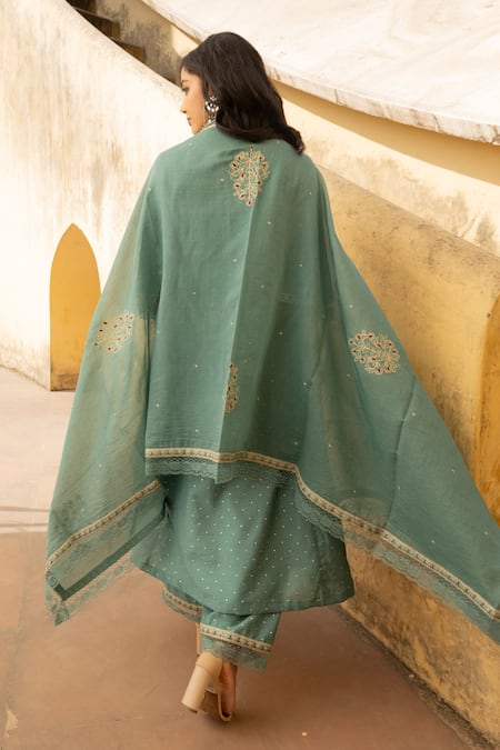 ASRUMO Mukaish Embroidered Anarkali Pant Set 