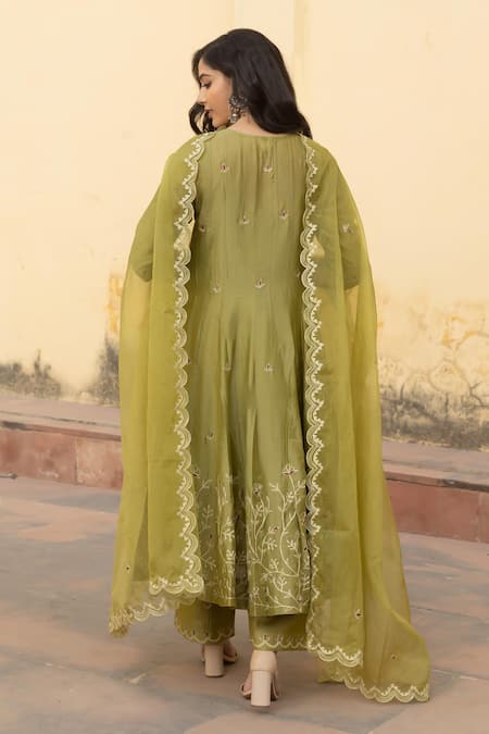 ASRUMO Zari Gul Jaal Anarkali Pant Set 