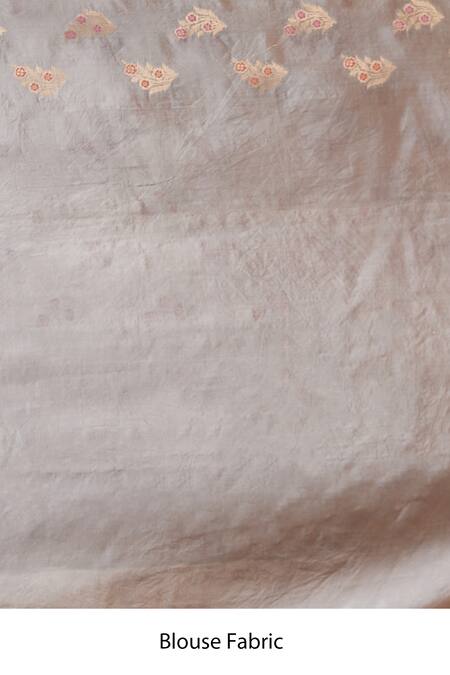 Shop_Samyukta Singhania_Gray Silk Embroidery Woven Floral Motif Grey Saree With Blouse 