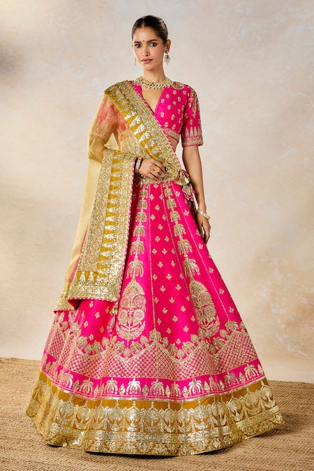 Masaba_Pink , Organza Embroidery, Cut Work Rose Falooda Bridal Lehenga Set _at_Aza_Fashions
