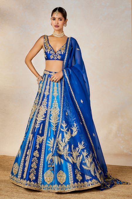 Shop Masaba Blue , , Zari, Embroidery, Neel Bahar Bridal Lehenga Set Online at Aza Fashions Shop_Masaba_Blue , , Zari, Embroidery, Neel Bahar Bridal Lehenga Set _Online_at_Aza_Fashions