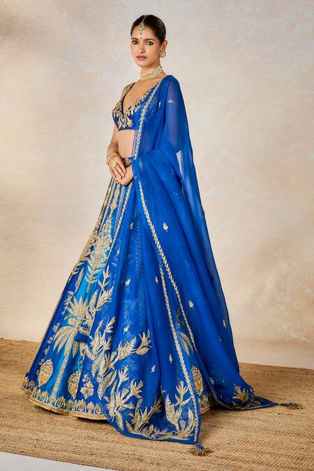 Masaba Blue , , Zari, Embroidery, Neel Bahar Bridal Lehenga Set at Aza Fashions Masaba_Blue , , Zari, Embroidery, Neel Bahar Bridal Lehenga Set _at_Aza_Fashions