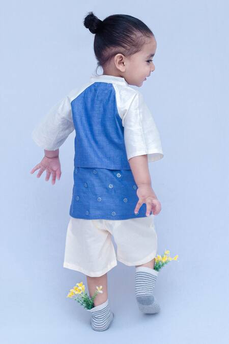 Shop Snuggleme Blue Chanderi Sequins Embellished Layered Kurta at Aza Fashions Shop_Snuggleme_Blue Chanderi Sequins Embellished Layered Kurta _at_Aza_Fashions