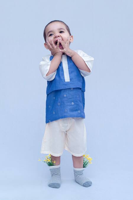 Snuggleme Blue Chanderi Sequins Embellished Layered Kurta at Aza Fashions Snuggleme_Blue Chanderi Sequins Embellished Layered Kurta _at_Aza_Fashions