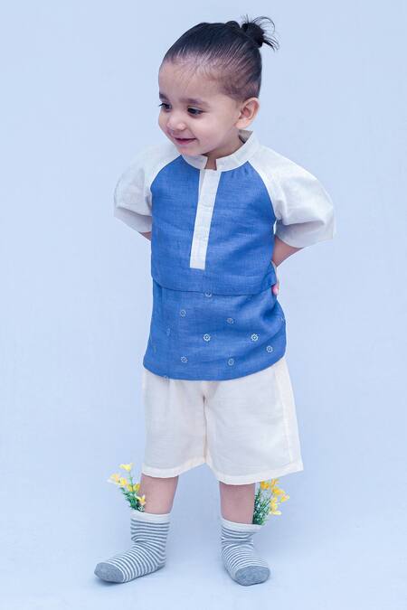 Buy Snuggleme Blue Chanderi Sequins Embellished Layered Kurta Buy_Snuggleme_Blue Chanderi Sequins Embellished Layered Kurta