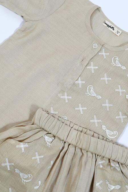 Buy Snuggleme Beige Chanderi Embroidery Bird Kurta Set Online at Aza Fashions Buy_Snuggleme_Beige Chanderi Embroidery Bird Kurta Set _Online_at_Aza_Fashions
