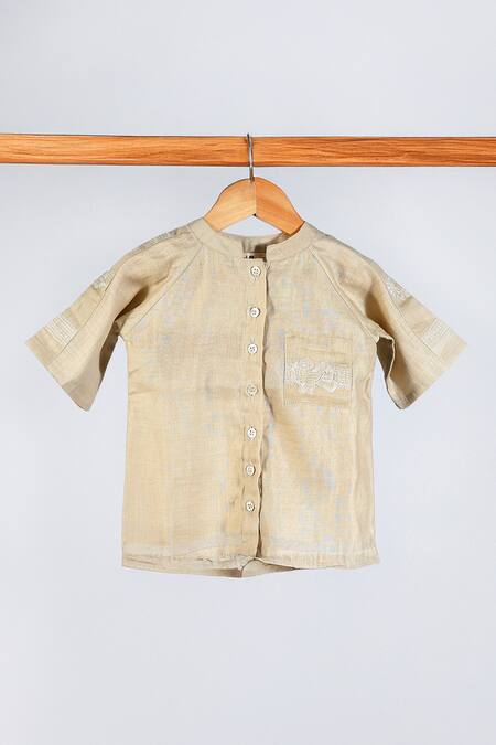 Snuggleme Beige Chanderi Embroidery Cloud Up Short Kurta Set With Dhoti Pant Online at Aza Fashions Snuggleme_Beige Chanderi Embroidery Cloud Up Short Kurta Set With Dhoti Pant _Online_at_Aza_Fashions