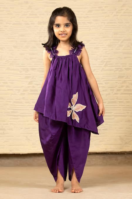 SnuggleMe Fleur Patch Work Asymmetrical Kurta With Tulip Pant 