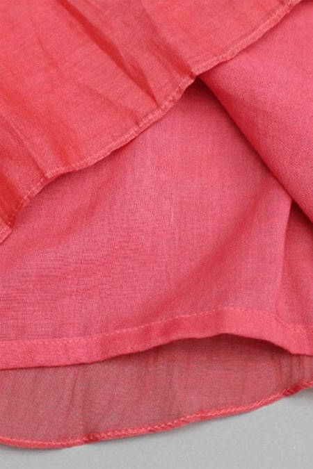 Snuggleme_Red Chanderi, Cotton Embroidery Floral Thread Kurta Set _Online_at_Aza_Fashions