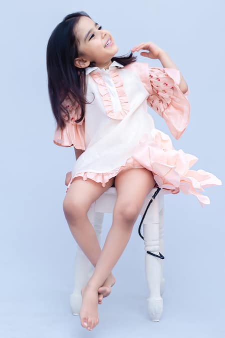Snuggleme Off White Layered Frilled Sleeve Dress 