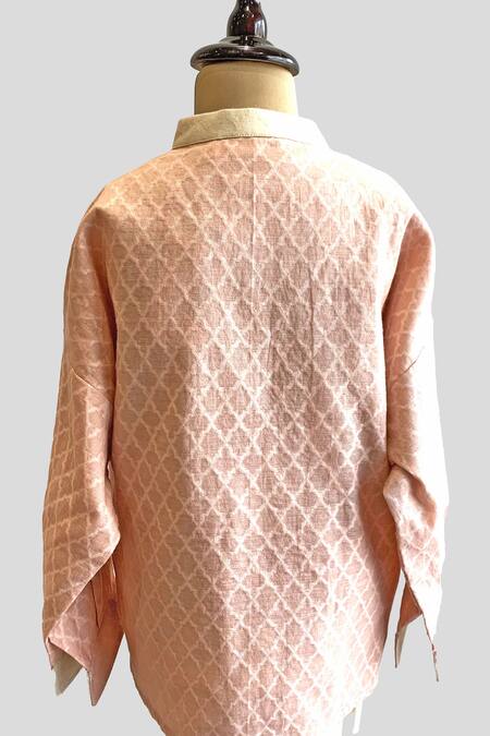 Snuggleme Peach Geometric Pattern Kurta & Pant Set 