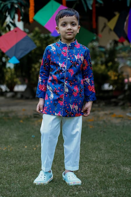 SnuggleMe Floral Pattern Sherwani & Pant Set 