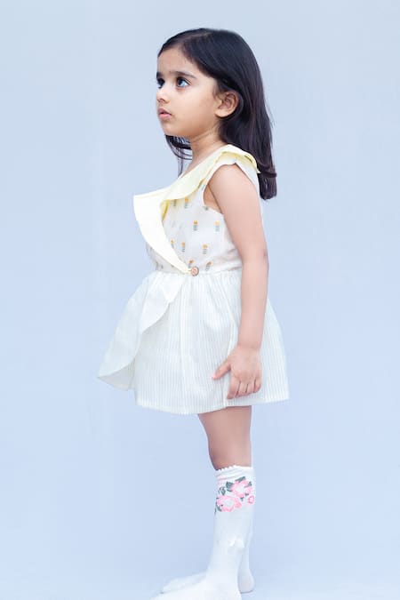 Buy_Snuggleme_Off White Chanderi High Low Dress _Online_at_Aza_Fashions