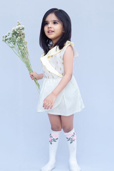 Shop_Snuggleme_Off White Chanderi High Low Dress _Online_at_Aza_Fashions