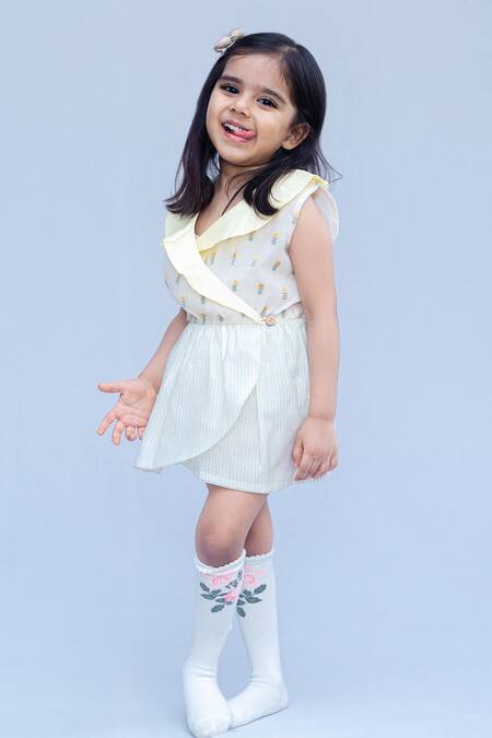 Snuggleme_Off White Chanderi High Low Dress _at_Aza_Fashions