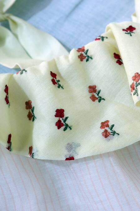 Shop_Snuggleme_Yellow Chanderi Embroidery Floral Thread Kids Romper _Online_at_Aza_Fashions