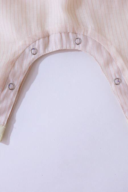 Snuggleme_Yellow Chanderi Embroidery Floral Thread Kids Romper _at_Aza_Fashions