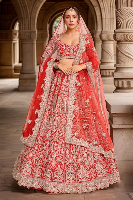 Kalighata Ira Floral Jharokha Embroidered Bridal Lehenga Set 