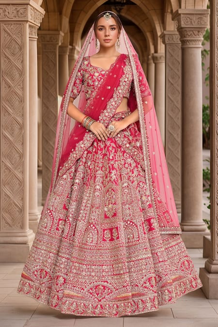 Kalighata Kayra Floral Jaal Embroidered Bridal Lehenga Set 