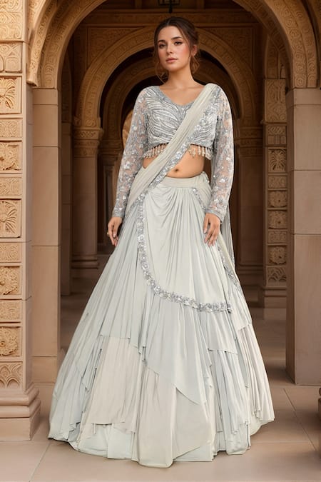 Kalighata Luua Draped Lehenga With Sequin Embroidered Blouse 