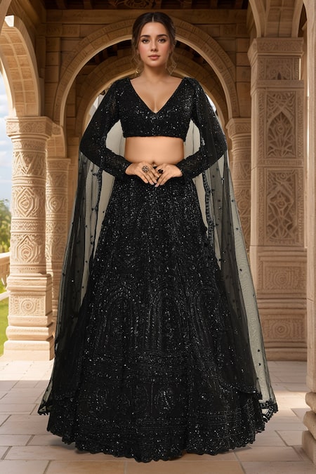 Kalighata Pacific Hand Embroidered Lehenga Set 