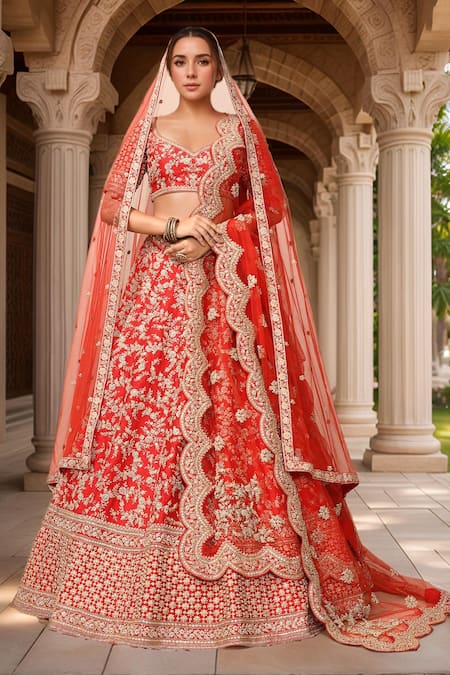 Kalighata Harshita Raw Silk Embroidered Bridal Lehenga Set 
