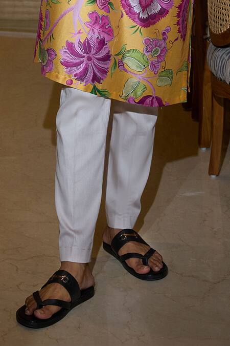 Mahima Mahajan_Yellow Chanderi, Cotton Embroidery Kesar Flower Print Bomber Jacket And Kurta Set _Online_at_Aza_Fashions