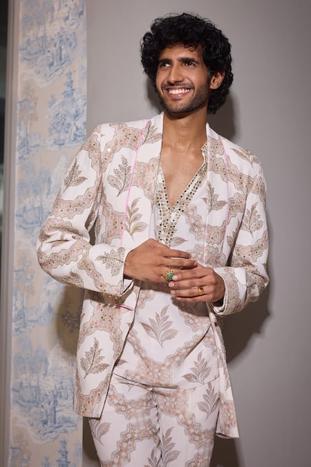 Mahima Mahajan Floral Embroidered Blazer Kurta Set 