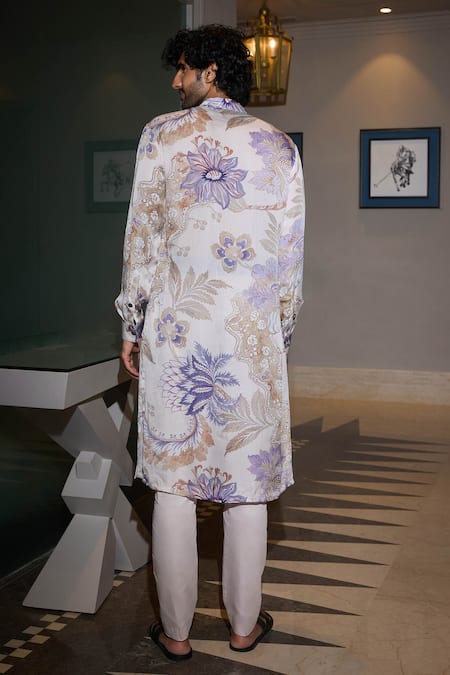 Mahima Mahajan Ocean Blue Flower Print Kurta Set 