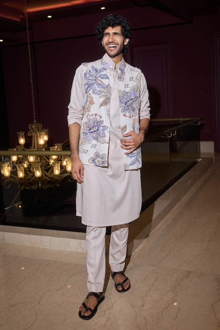 Mahima Mahajan Flower Print Bundi & Kurta Set 