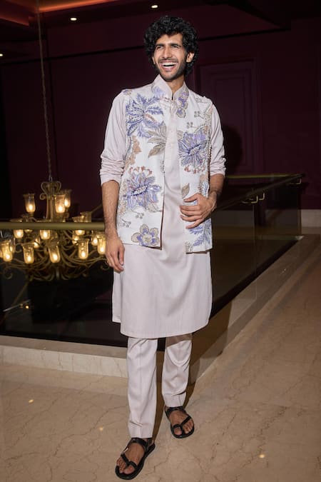 Mahima Mahajan Ocean Blue Zari Thread Embroidered Nehru Jacket 