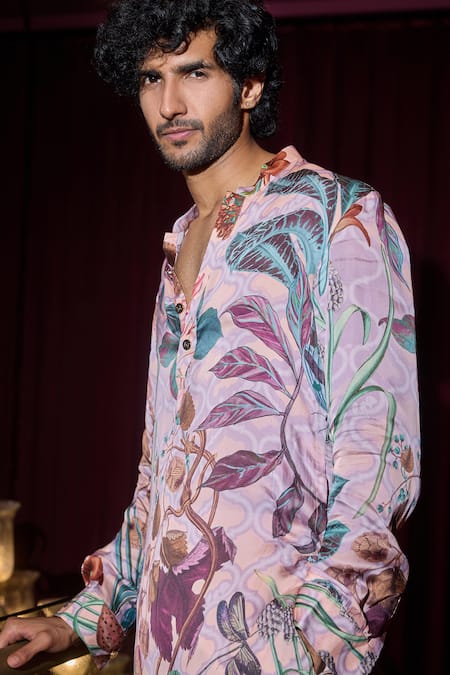 Mahima Mahajan Carnation Leaf Print Kurta Set 