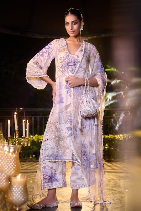 Mahima Mahajan Alizeh Bloom Print & Embellished Kurta Pant Set 