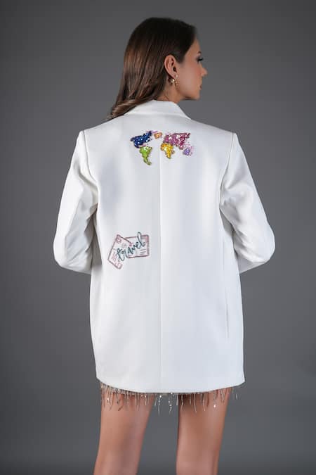 Kyra By Nina + Deepika Travel Motif Embroidered Blazer 