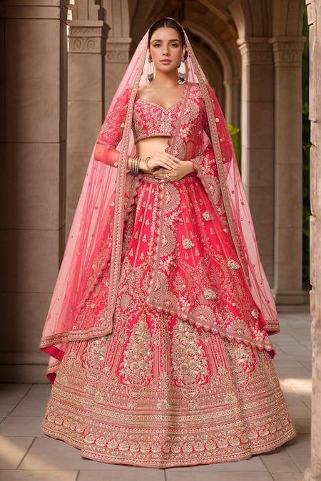 Kalighata Alamjeb Resham Embroidered Bridal Lehenga Set 