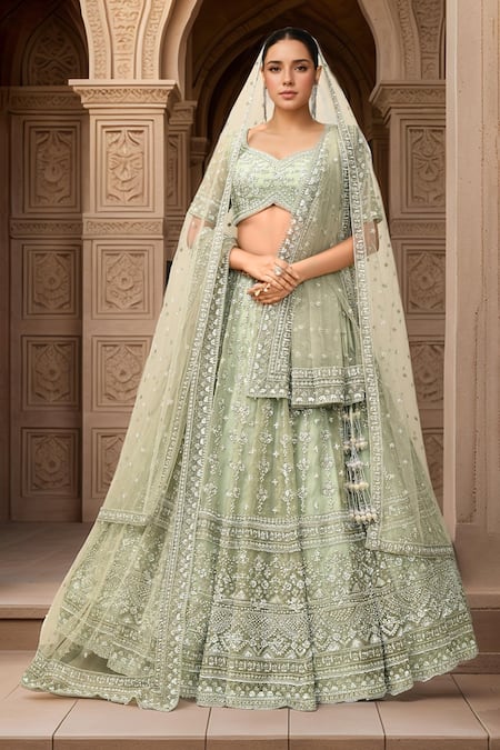 Kalighata Romania Cutdana Embroidered Bridal Lehenga Set 