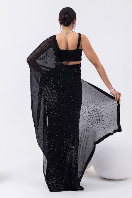 Mehak Sharma Abstract Sequin Hand Embroidered Saree Set 