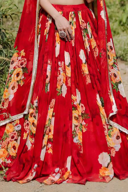 Buy Foram Patel Silver Organza, Net Cut Work, Beads, Mirrors, Floral Print Red Lehenga Set Online at Aza Fashions Buy_Foram Patel_Silver Organza, Net Cut Work, Beads, Mirrors, Floral Print Red Lehenga Set_Online_at_Aza_Fashions