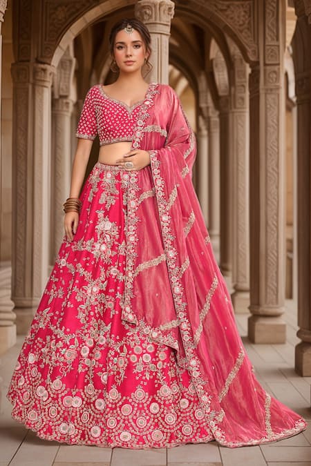 Kalighata Tania Floral Embroidered Bridal Lehenga Set 