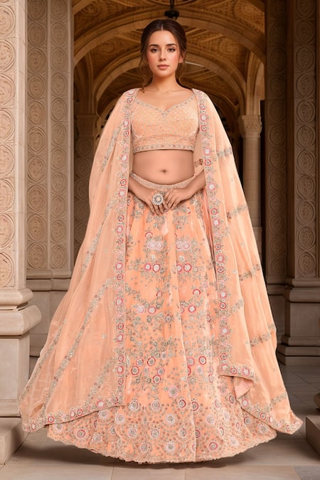 Kalighata Tania Rosette Embroidered Lehenga Set 