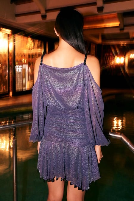 Kangana Trehan Crystal Embroidered Georgette Mini Dress 