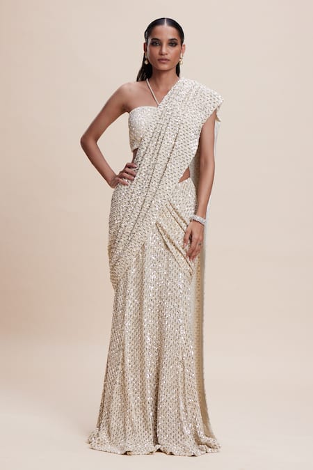 Kangana Trehan Sequin Embellished Pre-Draped Saree With Blouse 